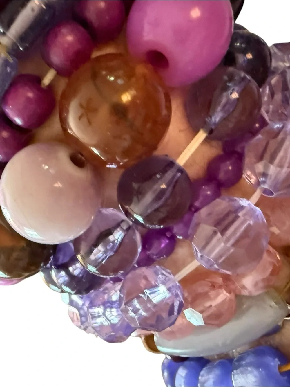 Large Purple Beaded Stackable Bracelets Set -13 Bracelets Beautiful 💜